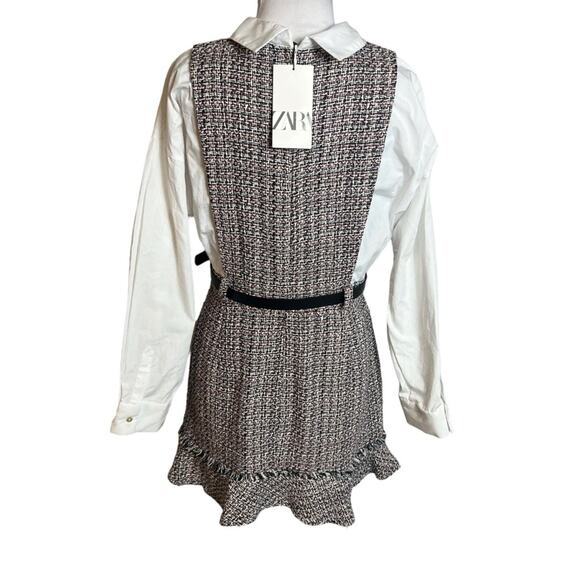 NWT Zara Combination Pinafore Belted Tweed Dress XL - Picture 9 of 10